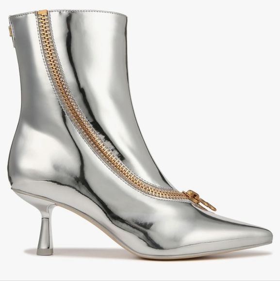 Sam Edelman Shoes - Metallic silver gold zipper kitten heel boots 9.5 ✨️ Sam Edelman